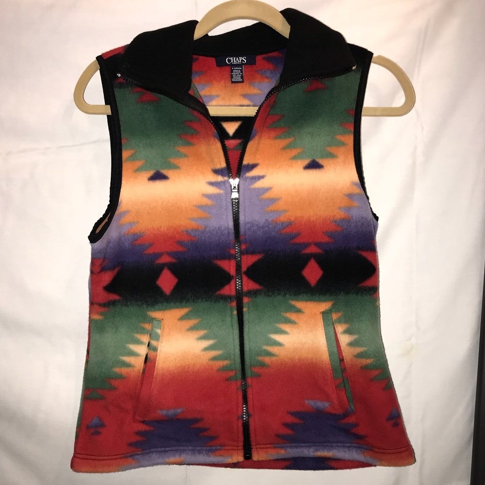 Chaps Fleece Sleeveless Patterned Vest